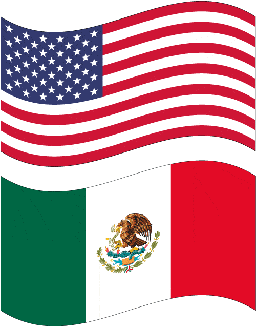 Flaggen-USA-Mexiko Flaggen der USA und Mexiko